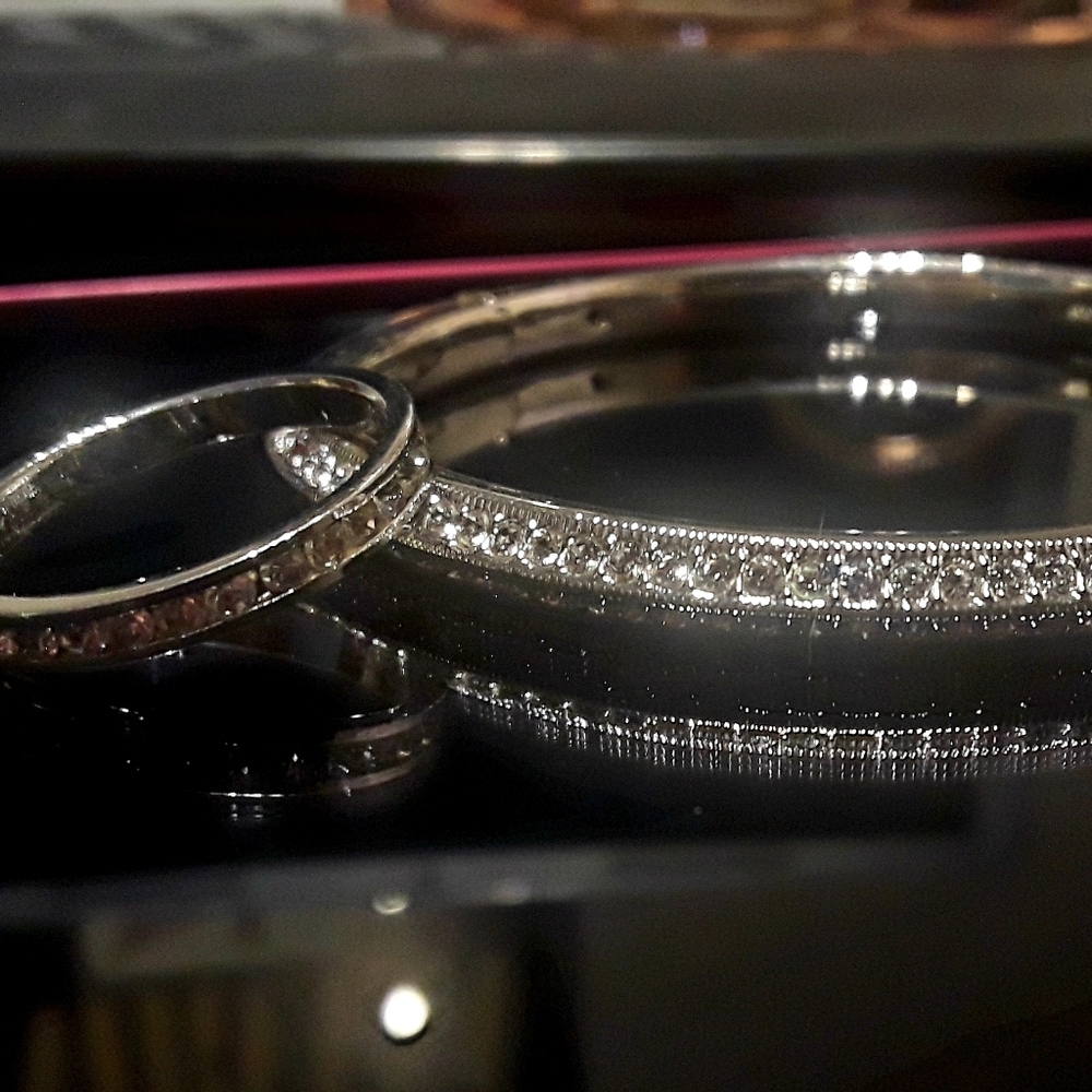Polished Silver Bangle and Ring Fashion Set